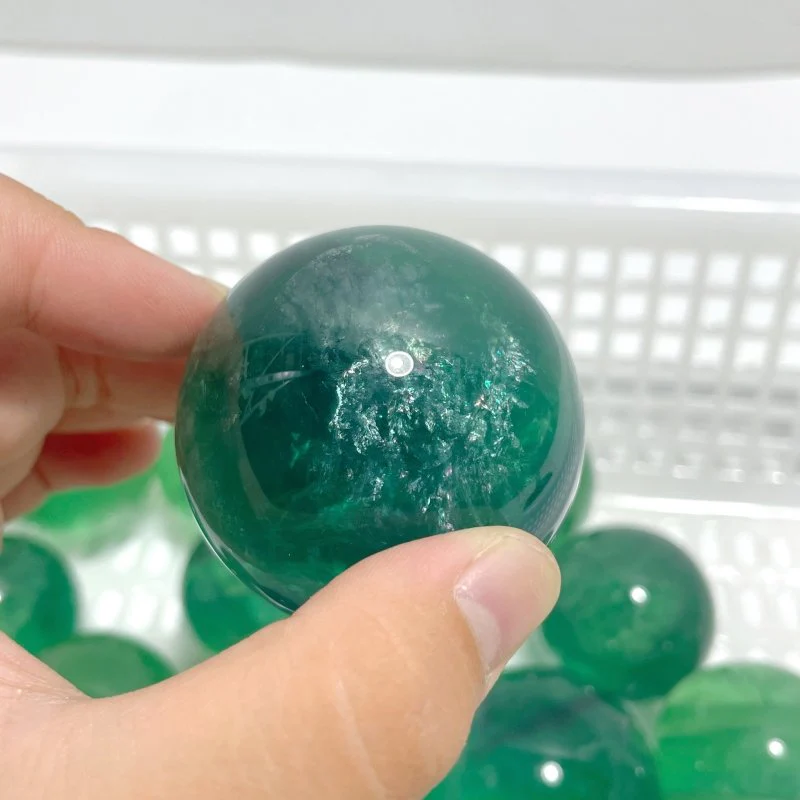 17 Pieces Green Clear Fluorite Spheres With Rainbow - Image 3