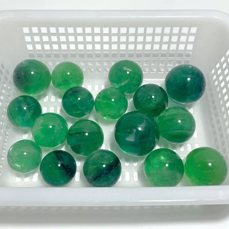 17 Pieces Green Clear Fluorite Spheres With Rainbow - Image 5