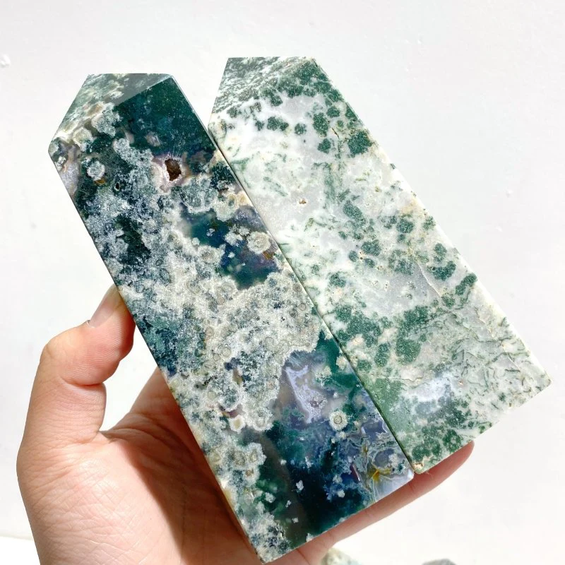 11 Pieces Moss Agate Four-Sided Tower Points - Image 6