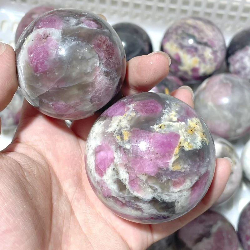 16 Pieces Pink Tourmaline Spheres Balls - Image 2