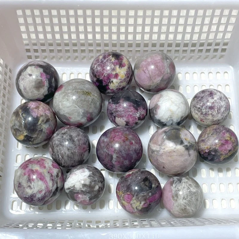 16 Pieces Pink Tourmaline Spheres Balls - Image 7