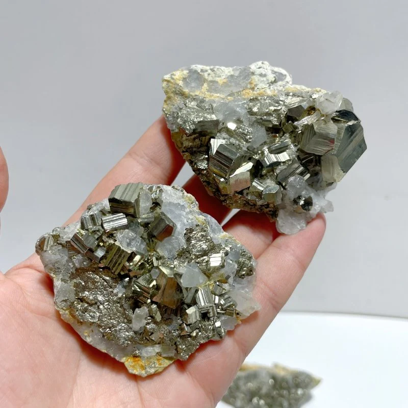 16 Pieces Pyrite Mixed Clear Quartz Cluster Specimen For Collection - Image 6