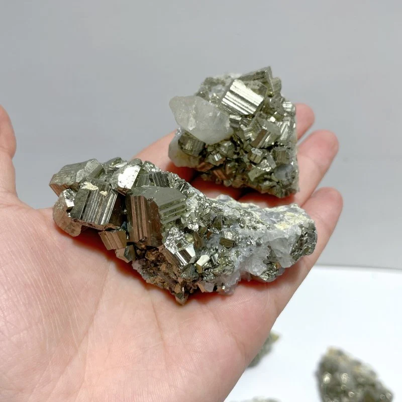 16 Pieces Pyrite Mixed Clear Quartz Cluster Specimen For Collection - Image 7