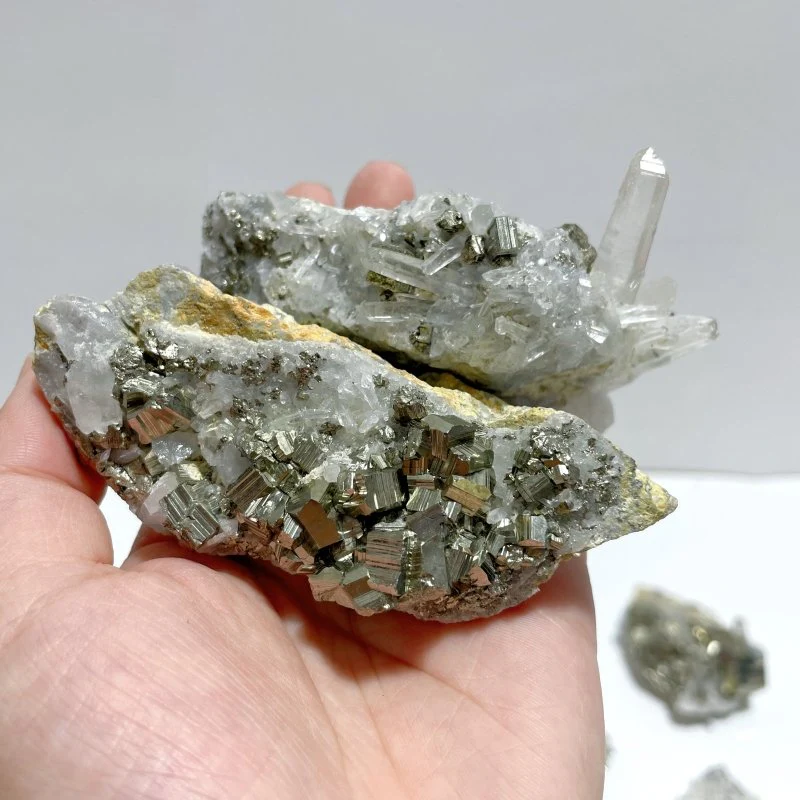 16 Pieces Pyrite Mixed Clear Quartz Cluster Specimen For Collection - Image 8
