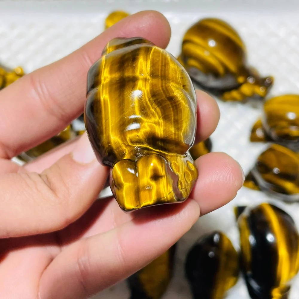 16 Pieces High Quality Tiger Eye Snails Carving - Image 2