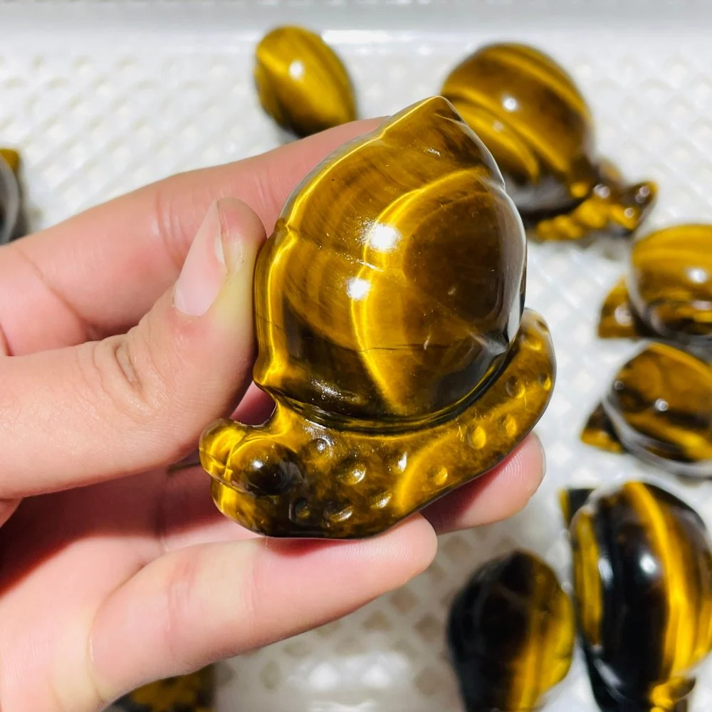 16 Pieces High Quality Tiger Eye Snails Carving - Image 6