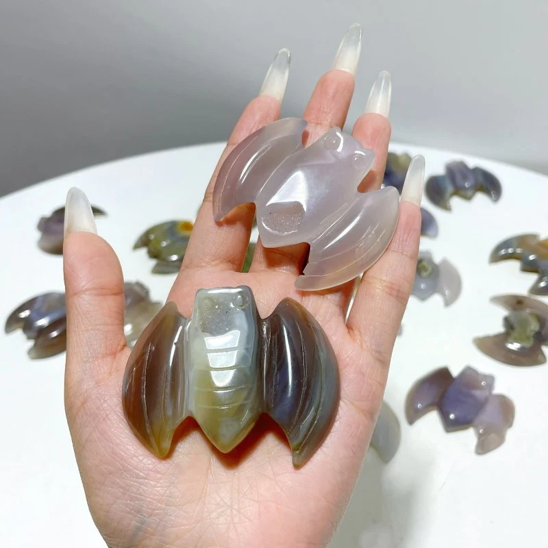 22 Pieces Beautiful Geode Druzy Agate Bat Carving - Image 6