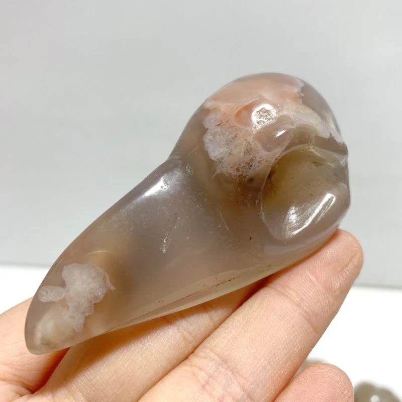 17 Pieces Sakura Flower Agate Crow Skull Carving - Image 7
