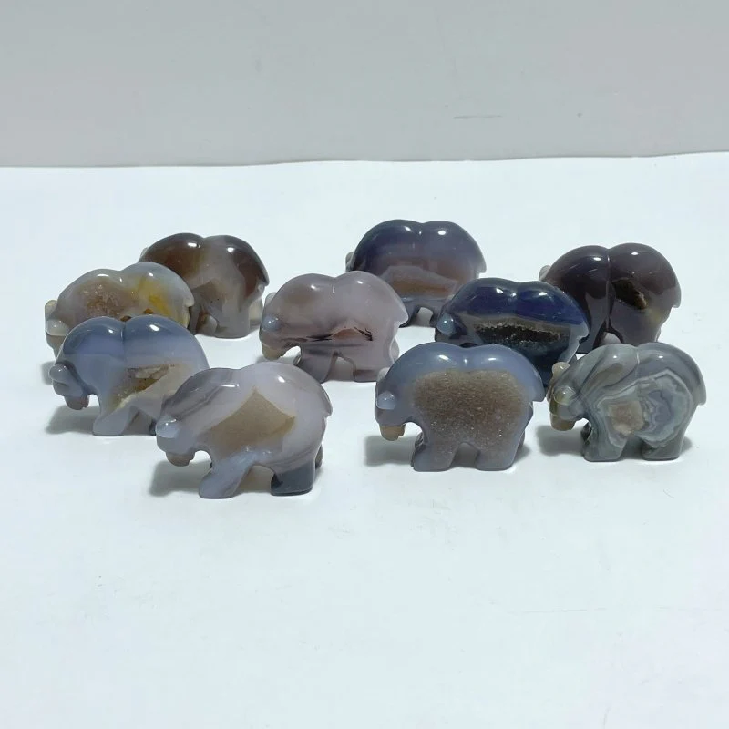 10 Pieces Beautiful Geode Druzy Agate Bear Carving