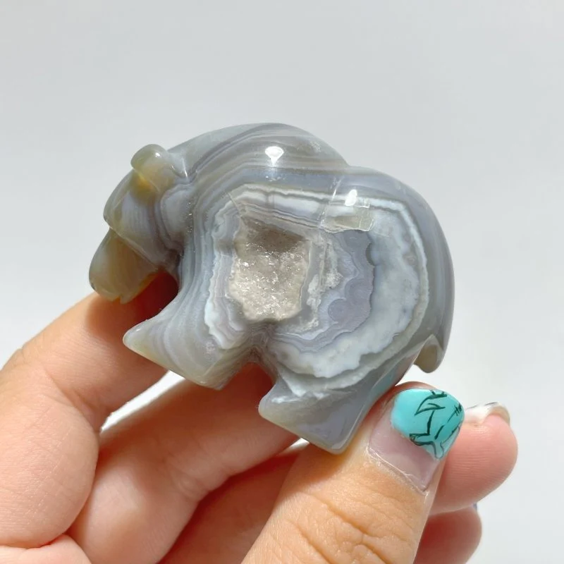 10 Pieces Beautiful Geode Druzy Agate Bear Carving - Image 3