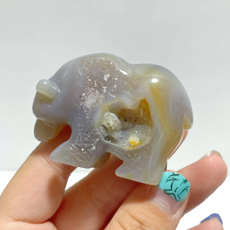 10 Pieces Beautiful Geode Druzy Agate Bear Carving - Image 4