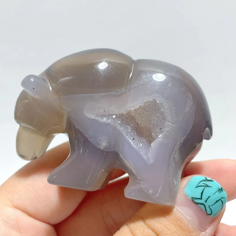 10 Pieces Beautiful Geode Druzy Agate Bear Carving - Image 5