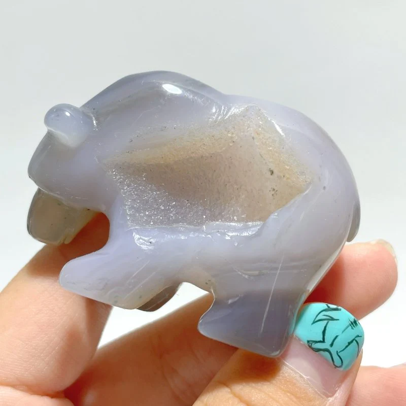 10 Pieces Beautiful Geode Druzy Agate Bear Carving - Image 6