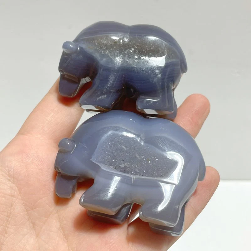 10 Pieces Beautiful Geode Druzy Agate Bear Carving - Image 7