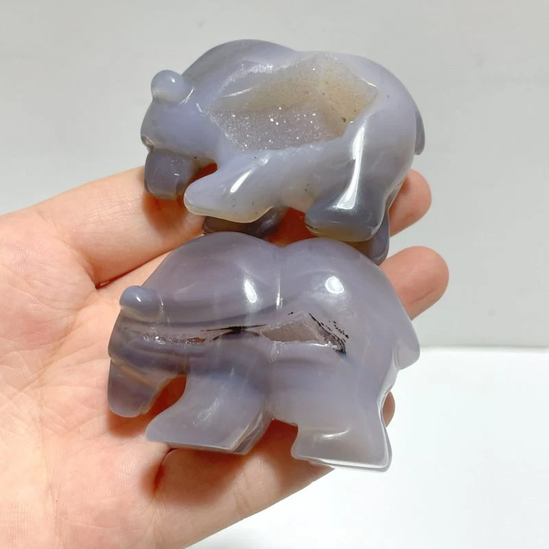 10 Pieces Beautiful Geode Druzy Agate Bear Carving - Image 8