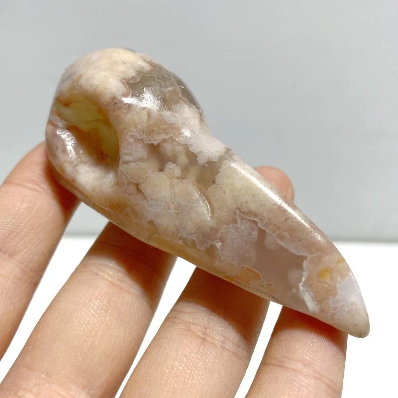 18 Pieces Sakura Flower Agate Crow Skull Carving - Image 3