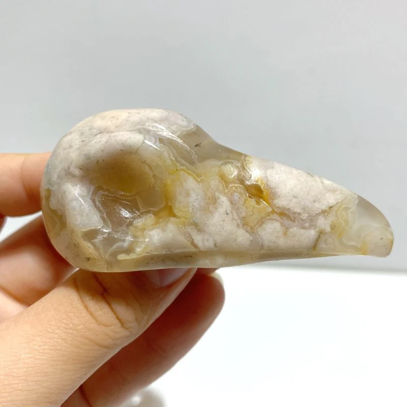18 Pieces Sakura Flower Agate Crow Skull Carving - Image 5