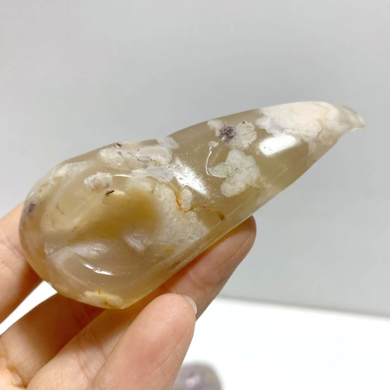 18 Pieces Sakura Flower Agate Crow Skull Carving - Image 3
