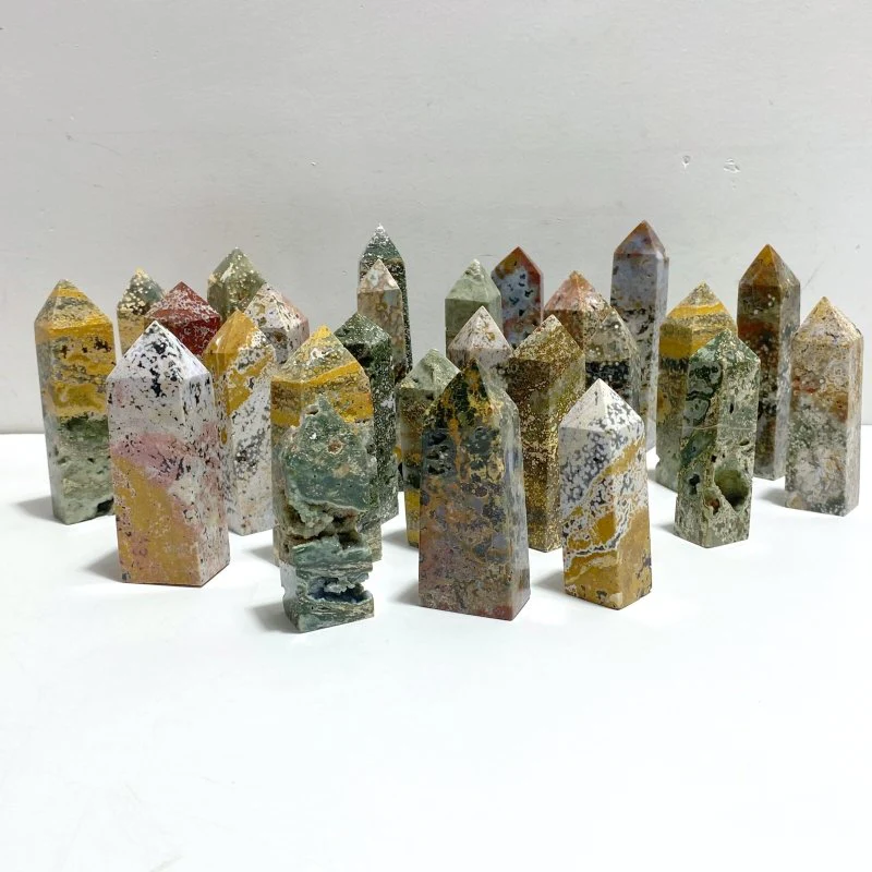 26 Pieces Beautiful Vein Ocean Jasper Four-sided Tower Points