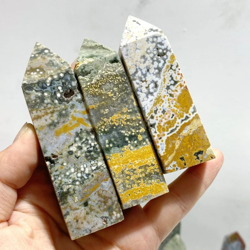 26 Pieces Beautiful Vein Ocean Jasper Four-sided Tower Points - Image 6