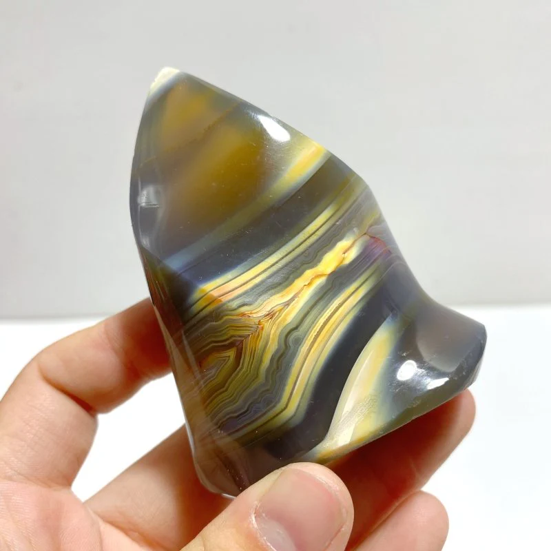 21 Pieces Black Orca Agate Flame Carving #2 - Image 3