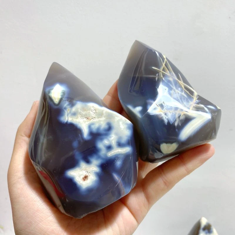 21 Pieces Black Orca Agate Flame Carving #2 - Image 7
