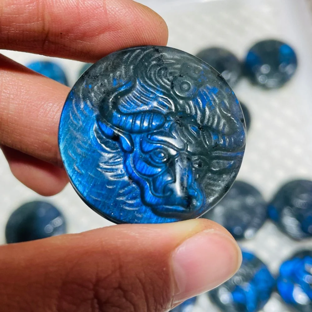 19 Pieces Labradorite Taurus & Gemini Carving - Image 4