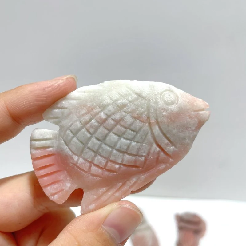 19 Pieces Pink Opal Sea Animals Carving - Image 4