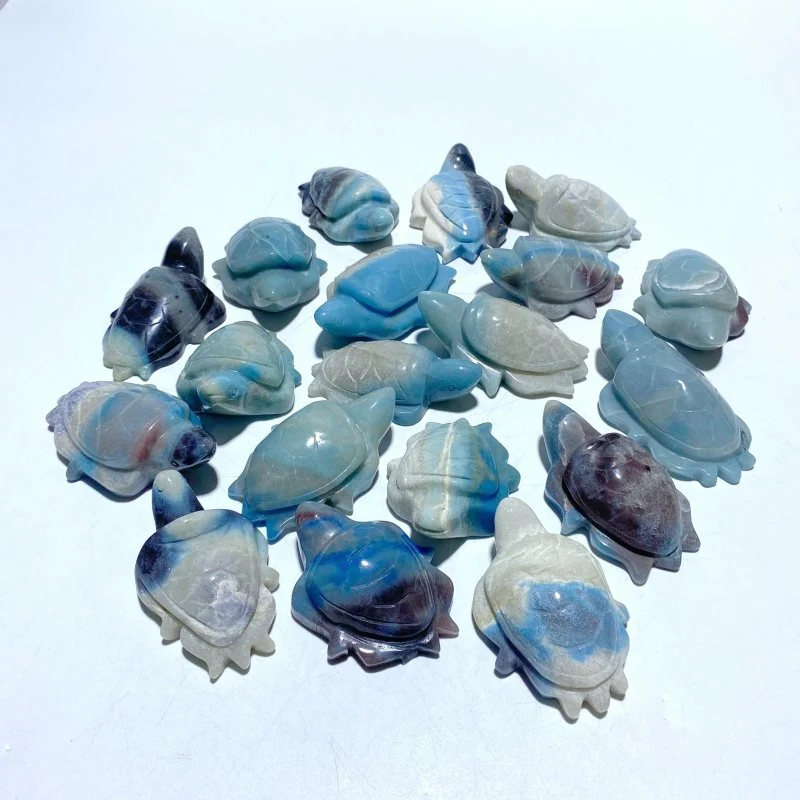 19 Pieces Trolleite Stone Sea Turtles Carving