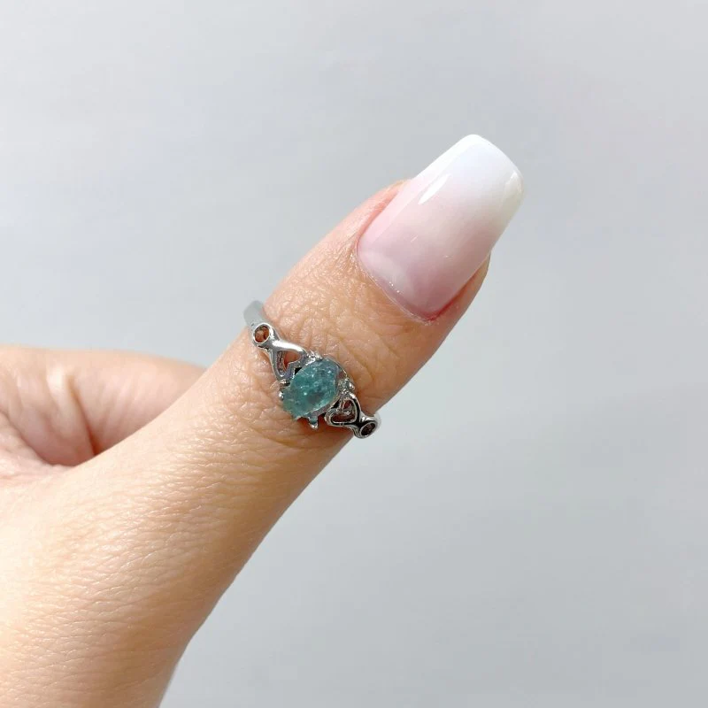 2 Color Clear Apatite Green&Blue Ring - Image 2
