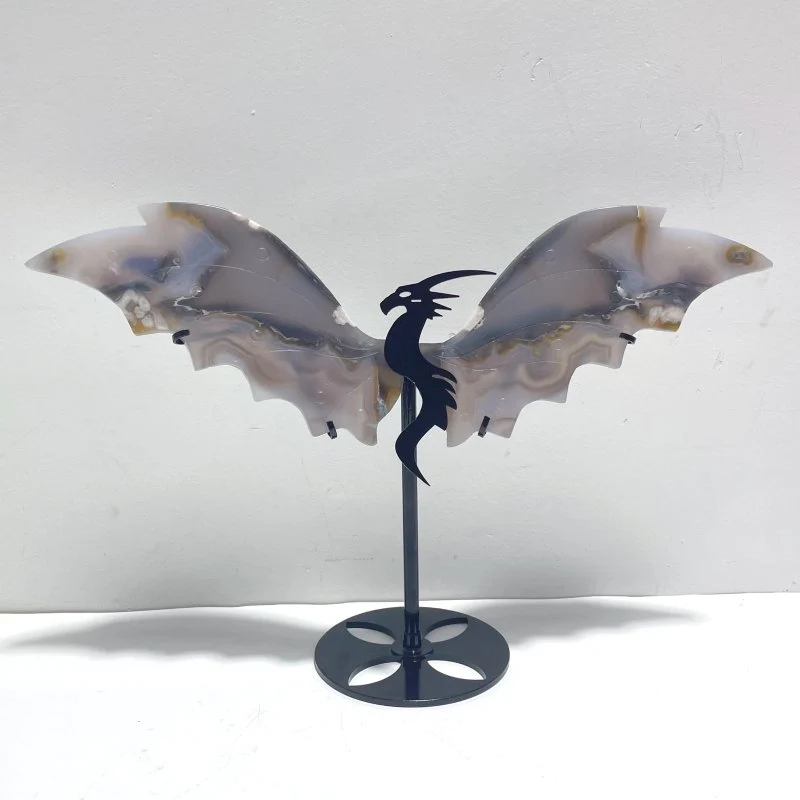 2 Pairs Stripe Agate Flying Dragon Wing With Stand - Image 2