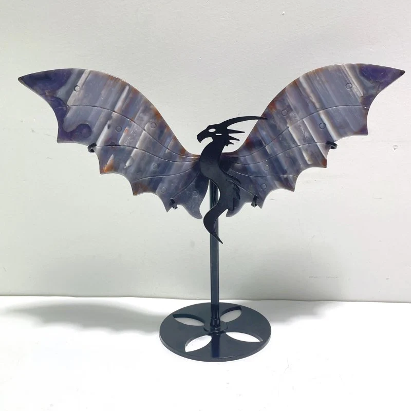 2 Pairs Stripe Agate Flying Dragon Wing With Stand - Image 5