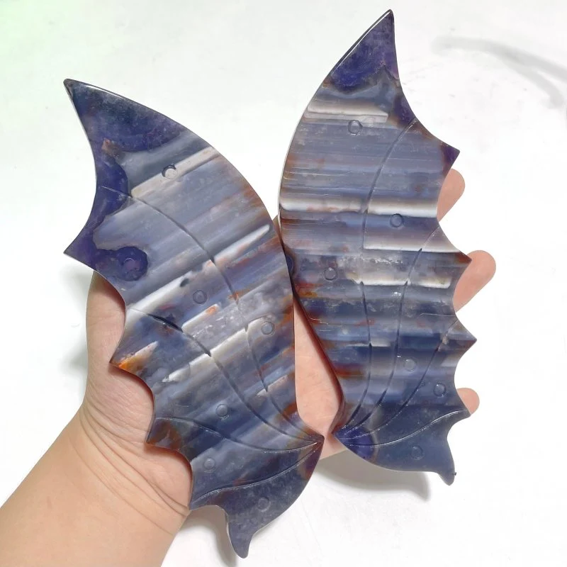 2 Pairs Stripe Agate Flying Dragon Wing With Stand - Image 6