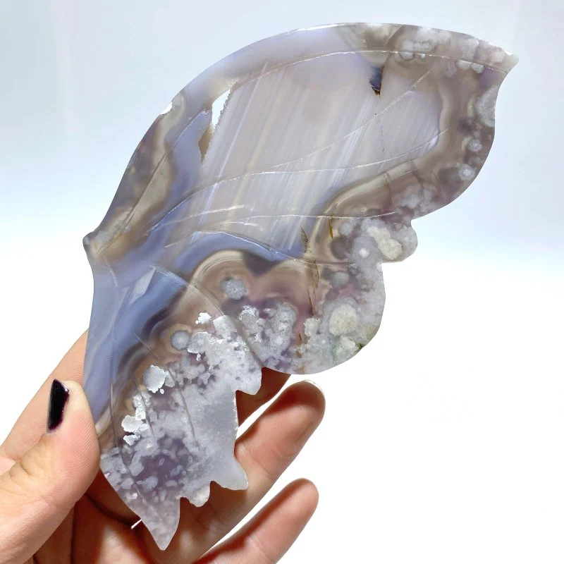 Black Sakura Flower Agate Butterfly Wing Carving With Stand - Image 4