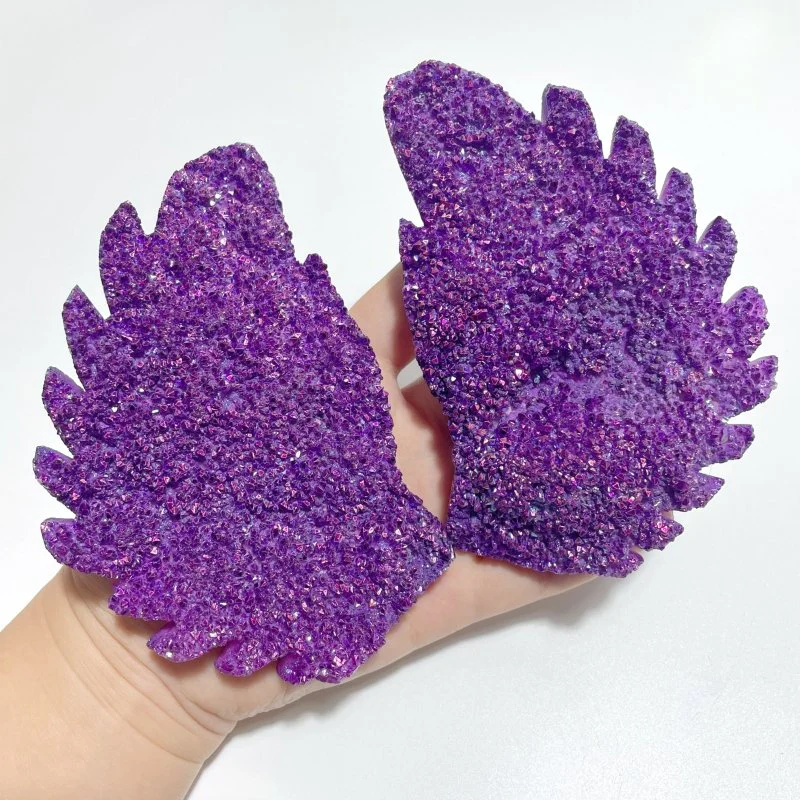 Beautiful Aura Quartz Cluster Angel Wing With Stand - Image 2