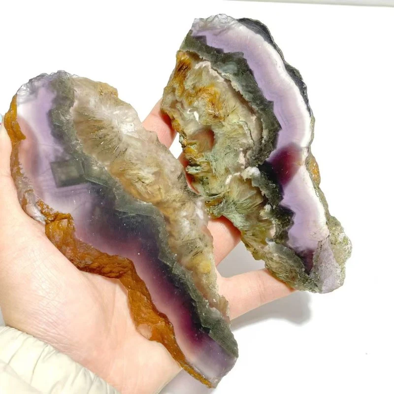 2 Pairs Fluorite Mixed Pyrite Butterfly Wing With Stand #1 - Image 3