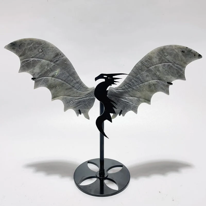 2 Pairs  Labradorite Flying Dragon Wing With Stand - Image 5