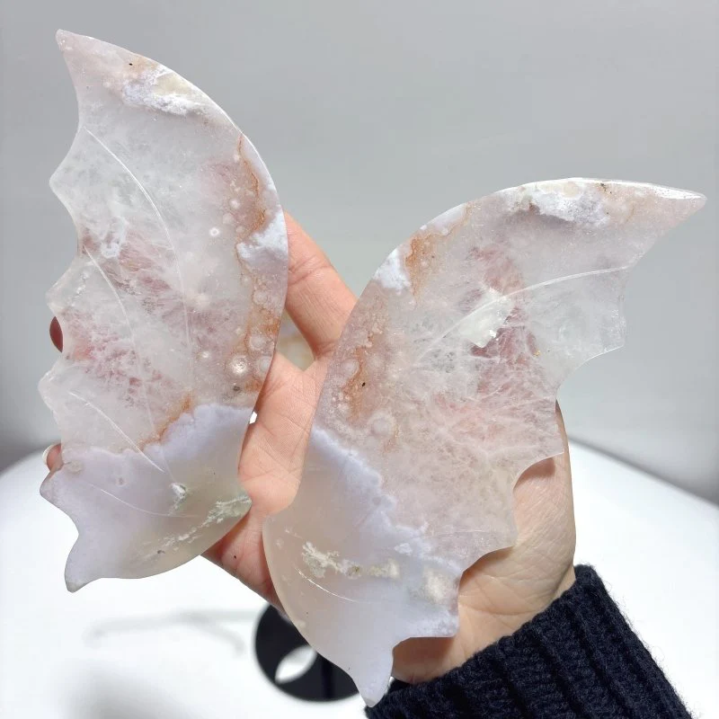 2 Pairs Flying Dragon Wing With Stand Sakura Flower Agate - Image 6
