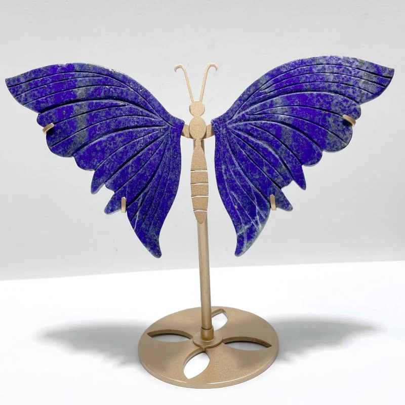 2 Pairs Large Lapis Lazuli Butterfly Carving With Stand - Image 2