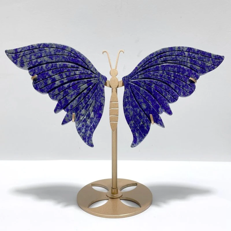 2 Pairs Large Lapis Lazuli Butterfly Carving With Stand - Image 4