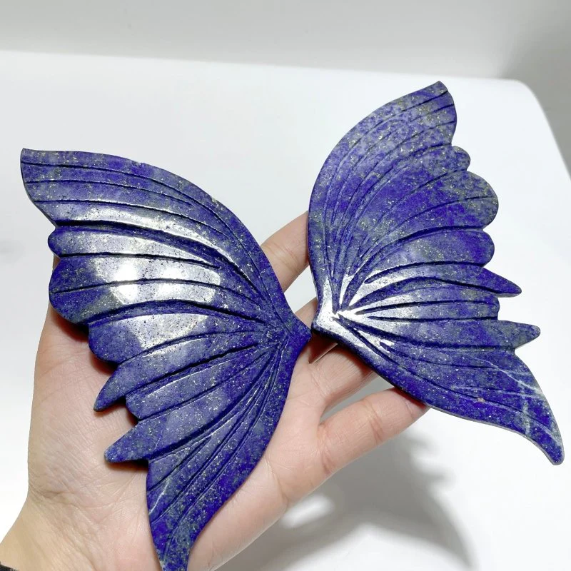 2 Pairs Large Lapis Lazuli Butterfly Carving With Stand - Image 5