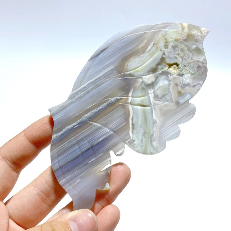 2 Pairs Sakura Flower Agate Butterfly Wing Carving With Stand - Image 6