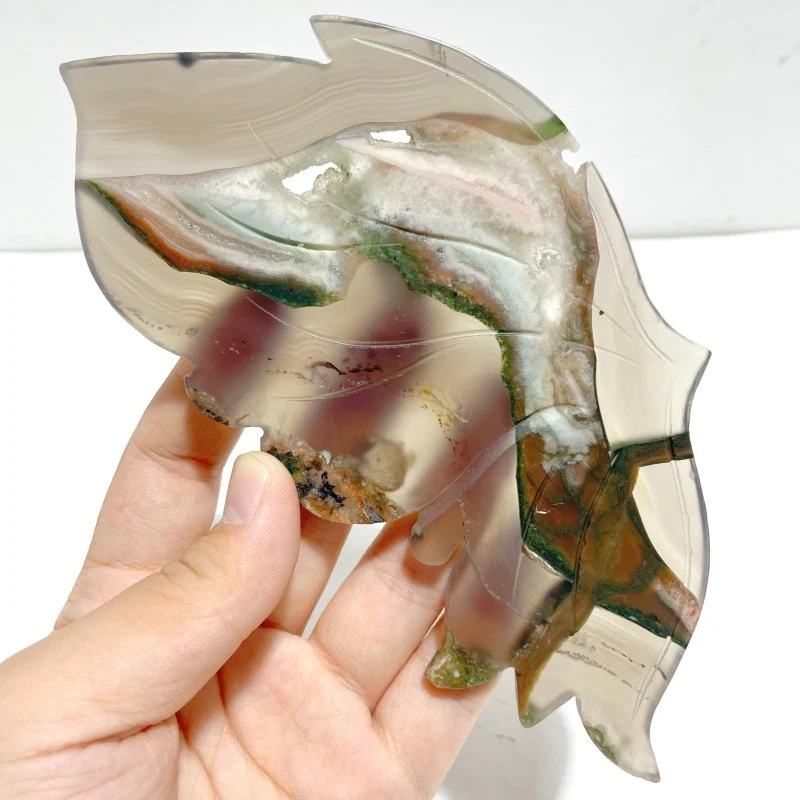 Stripe Agate Symmetry Butterfly Wing Carving With Stand - Image 3