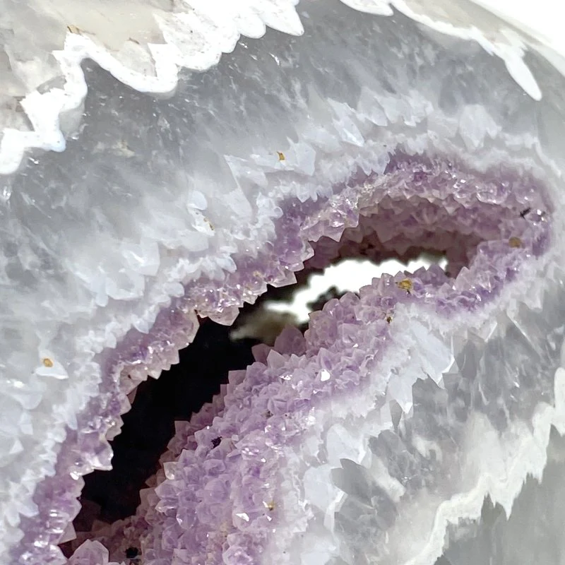 2 Pieces Amethyst Mixed Geode Agate Dinosaur Egg With Stand - Image 4