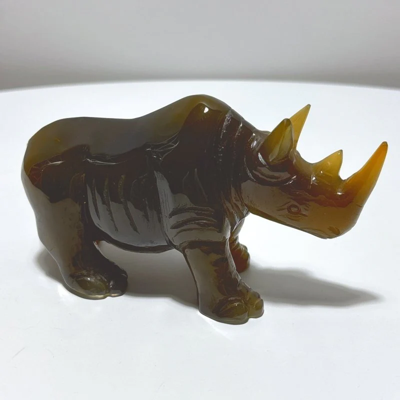 2 Pieces Beautiful Agate Rhino Carving - Image 5