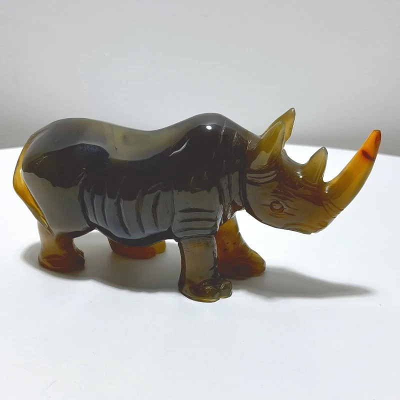 2 Pieces Beautiful Agate Rhino Carving - Image 6
