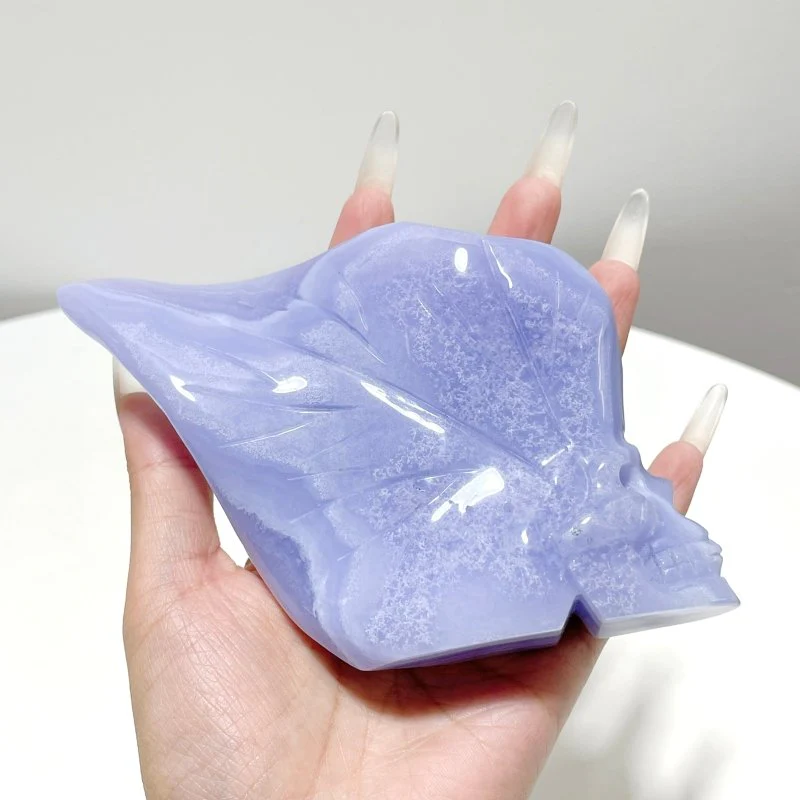 3 Pieces Blue Lace Agate Skull Carving - Image 2