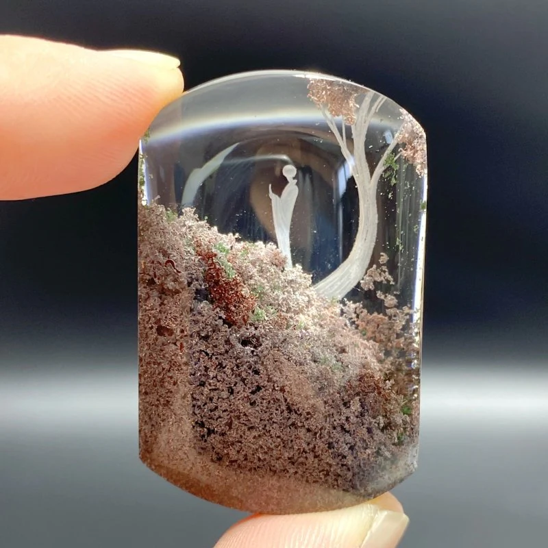 2 Pieces High Quality Buddhist Monk Bodhi Kensho Garden Quartz Inner Scene Carving