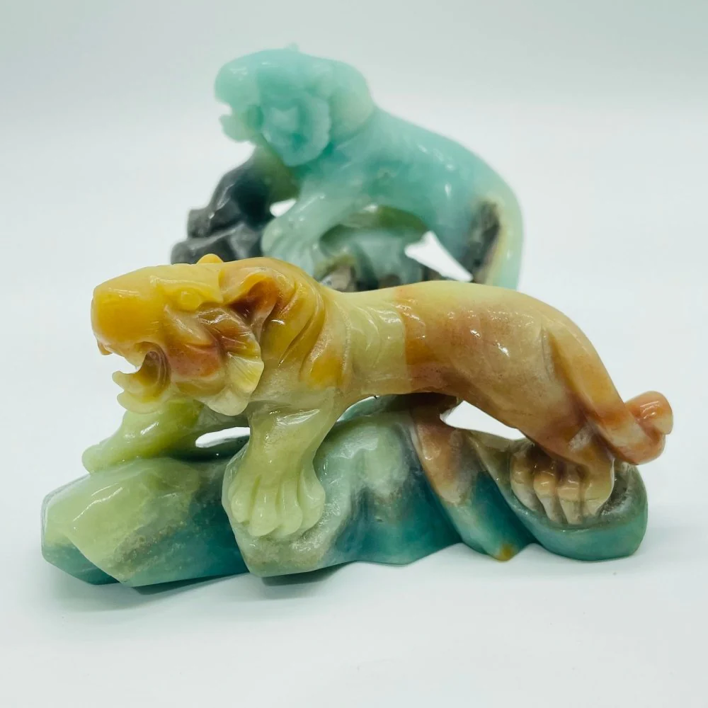 2 Pieces Caribbean Calcite Tiger Carving - Image 2