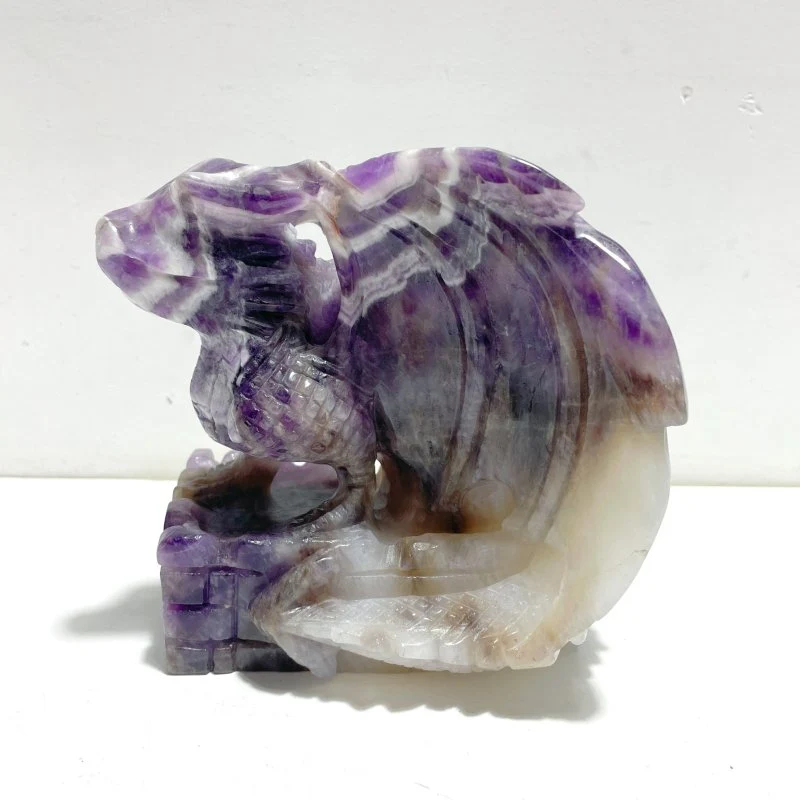 Unique Chevron Amethyst Dragon Castle Carving